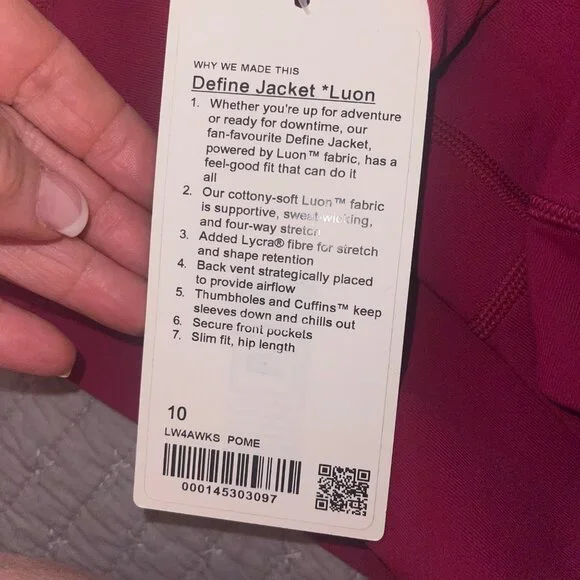 Lululemon Athletica Define Womens  Jacket Luon in Pome Size 10 Pink Rare New - Picture 5 of 15